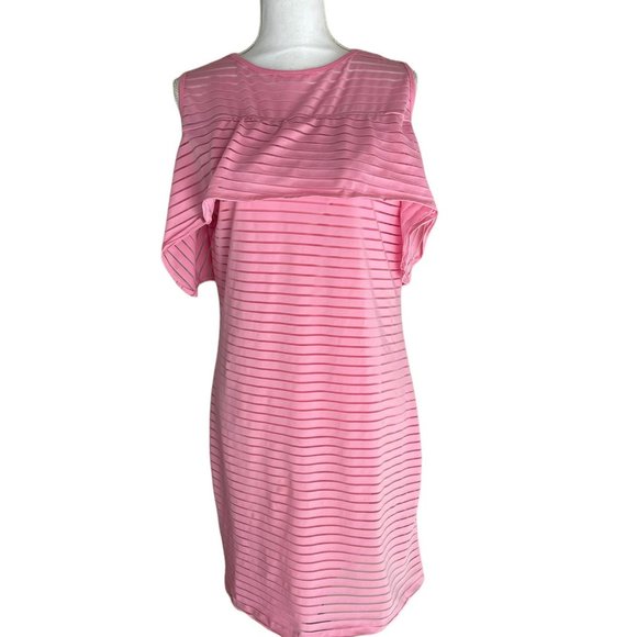 Juniors Dress Cold Shoulder, Color- Pink - Picture 1 of 6